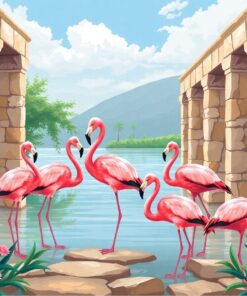 Flamingos In Byzantine Stone Paint By Numbers