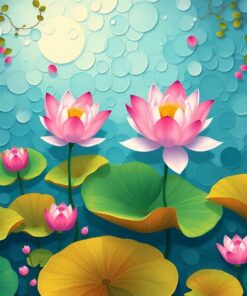 Floating Lotus Parchment Sea Paint By Numbers