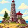 Stone Lighthouse Paint Numbers