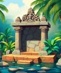 Forgotten Tropical Stone Altar Paint By Numbers