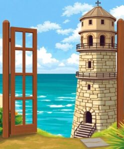 Framed Antique Coastal Tower Paint By Numbers