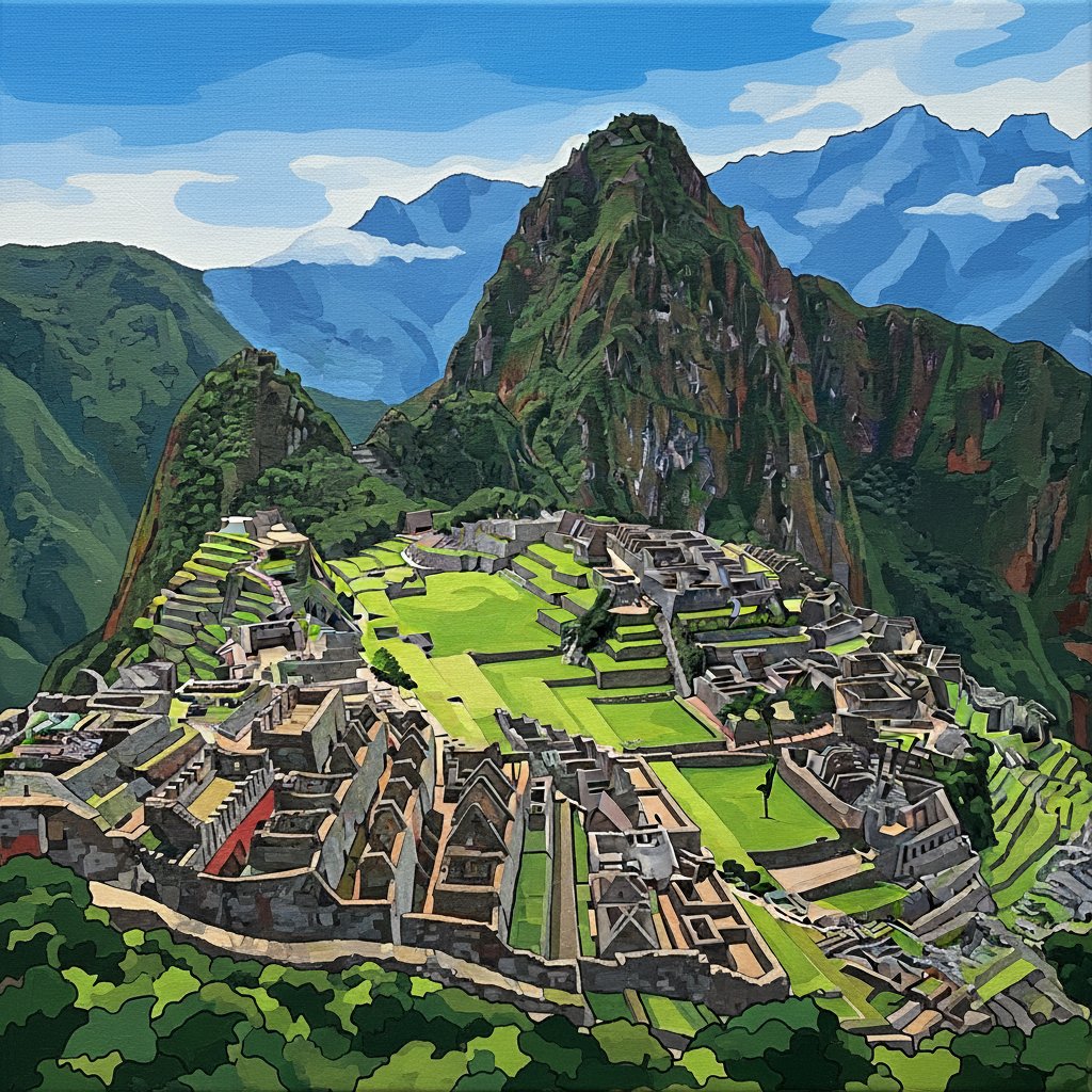 Framing Realistic Huayna Picchu Paint By Numbers Kit completed