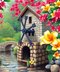 Frangipani Shaded Iron Mill Paint By Numbers