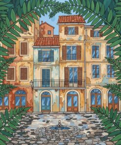 Fronds Frame Vintage Facades Paint By Numbers