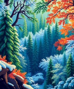 Frosty Jungle Print Descent Paint By Numbers