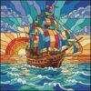Galleon In Vintage Glass Paint By Numbers