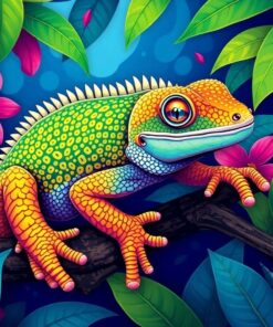 Gecko In Tropical Mist Paint By Numbers
