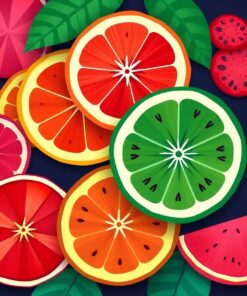 Geometric Tropical Fruit Slices Paint By Numbers