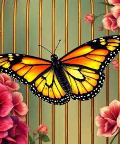 Gilded Cage Monarch Flight Paint By Numbers