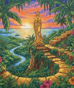 Gilded Figurine Tropical Terraces Paint By Numbers