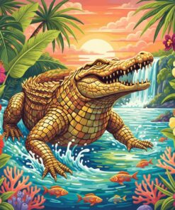 Gilded Sobek Tropical Waters Paint By Numbers