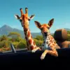 Giraffe And Dog In Car Paint By Numbers