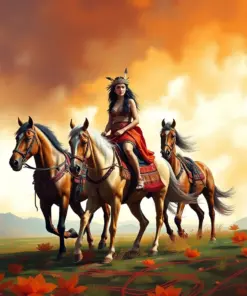 Girl On Tribal Horses Paint By Numbers