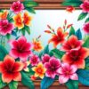 Glass Framing Tropical Blooms Paint By Numbers