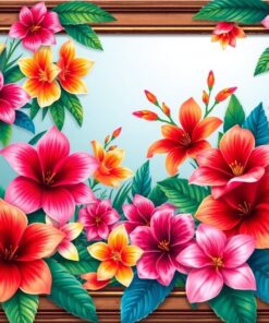 Glass Framing Tropical Blooms Paint By Numbers