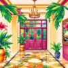 Gleaming Brass Tropical Foyer Paint By Numbers