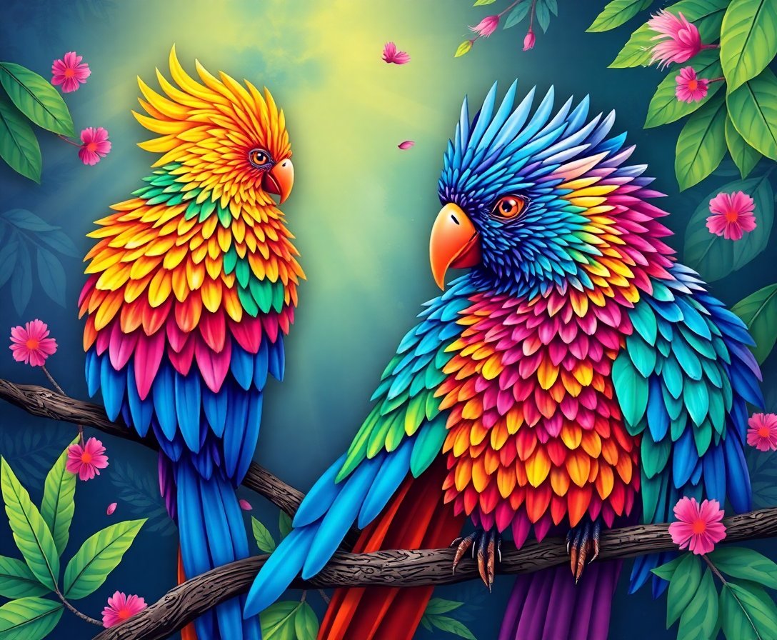 gleaming-mane-exotic-birds-paint-by-numbers-kit-magical-art
