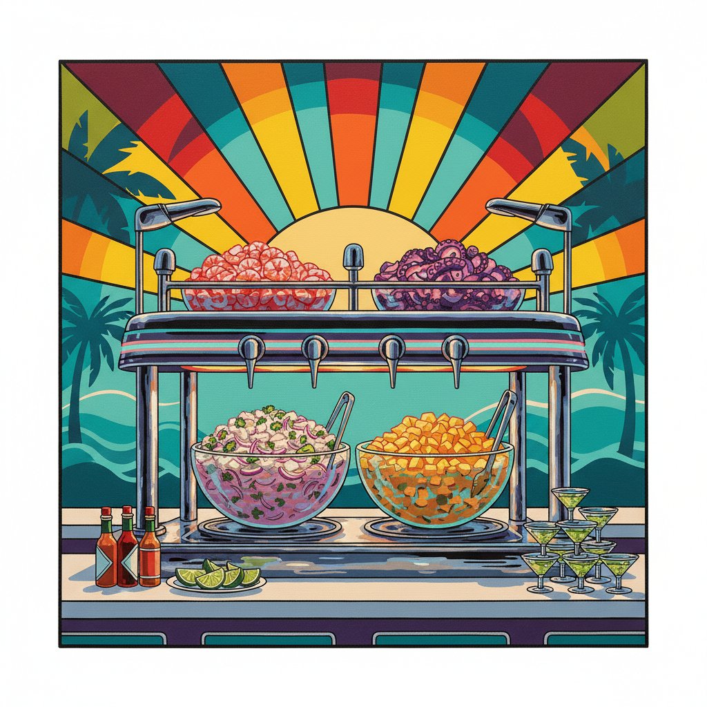 Gleaming Retro Ceviche Station Paint By Numbers Kit completed