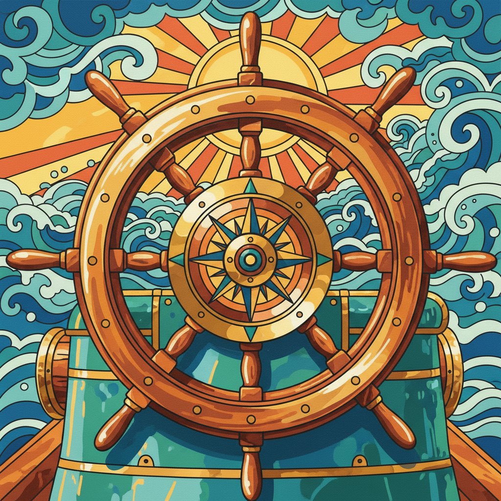 Gleaming Vintage Helm Compass Paint By Numbers Kit completed