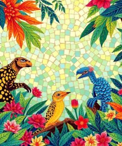 Gleaming Vintage Jungle Mosaic Paint By Numbers