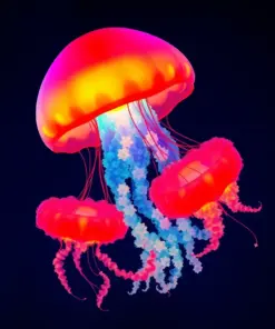 Glowing Atolla Jellyfish paint by numbers
