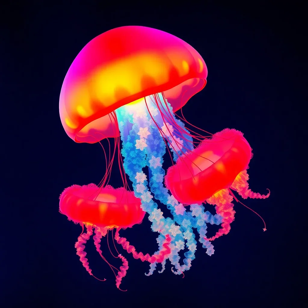 completed artwork display Glowing Atolla Jellyfish paint by numbers