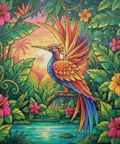 Glowing Bird Of Paradise Paint By Numbers