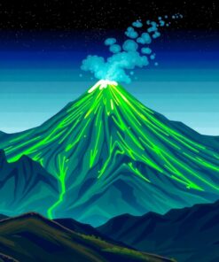 Glowing Emerald Volcanic Peak Paint By Numbers