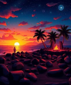 Glowing Island Firelight Paint By Numbers