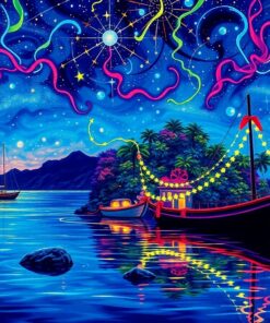 Glowing Island Midnight Ribbons Paint By Numbers