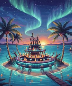 Glowing Realistic Island Bar Paint By Numbers
