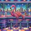Glowing Retro Diner Flamingo Paint By Numbers