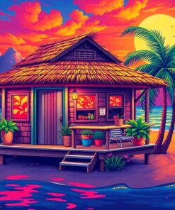 Glowing Tropical Board Shack Paint By Numbers