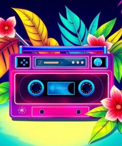 Glowing Tropical Cassette Player Paint By Numbers