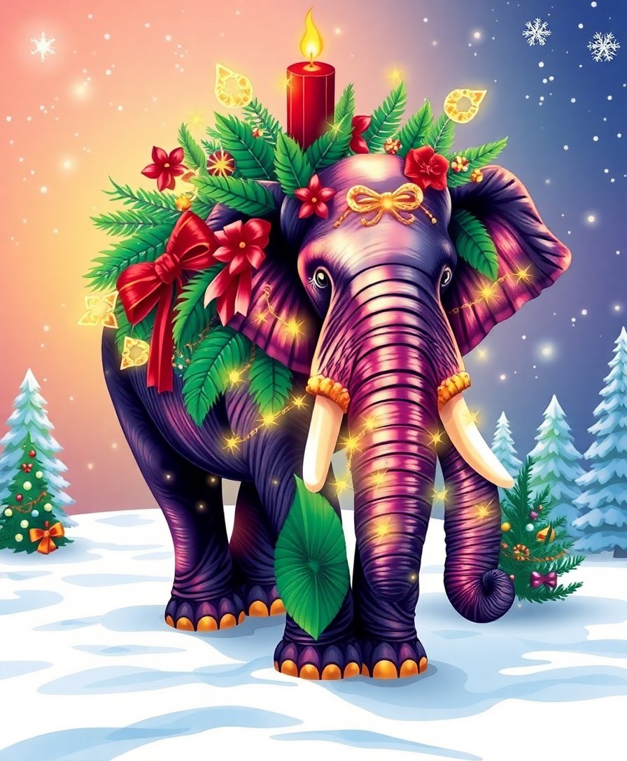 Christmas Elephant Paint Numbers Christmas Elephant Paint Numbers