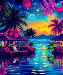 Glowing Tropical Christmas Eve Paint By Numbers