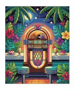 Glowing Tropical Diner Jukebox Paint By Numbers