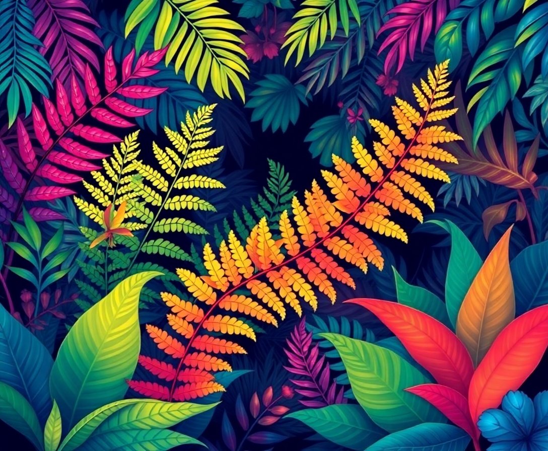 glowing-tropical-fern-woodland-paint-by-numbers-kit