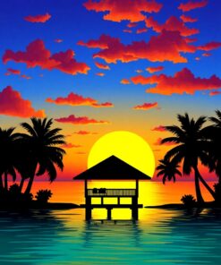 Hut Silhouette Paint Numbers