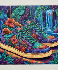 Glowing Tropical Leather Sneakers Paint By Numbers
