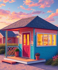 Glowing Vintage Beach Hut Paint By Numbers