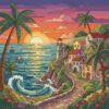 Glowing Vintage Coastal Village Paint By Numbers