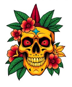 Tropical Skull Paint Numbers