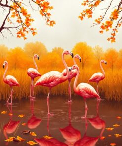 Wading Flamingos Paint Numbers
