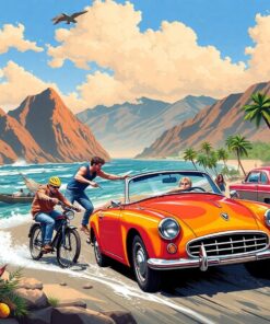 Golden Coast Action Scene Paint By Numbers