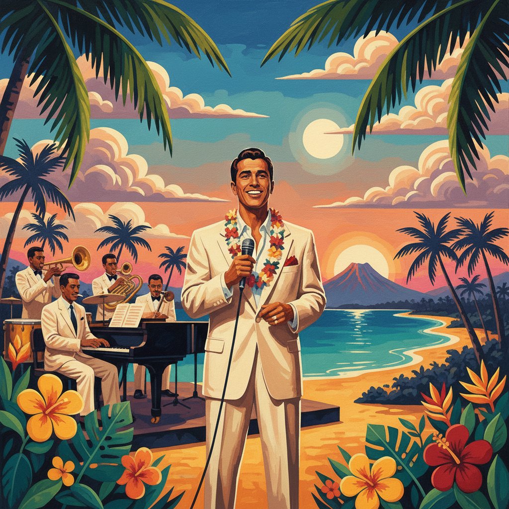 Golden Era Tropical Crooner Paint By Numbers Kit - Vintage Art completed