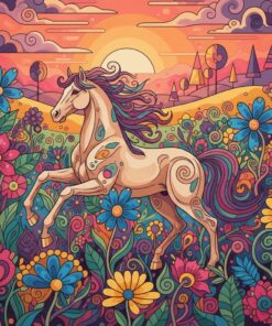 Golden Hooves Exotic Blooms Paint By Numbers