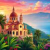 Golden Hour Tropical Basilica Paint By Numbers