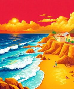 Golden Malecon Ocean Waves Paint By Numbers