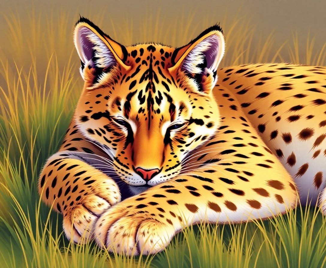 Golden Plains Slumbering Feline Paint By Numbers Kit completed